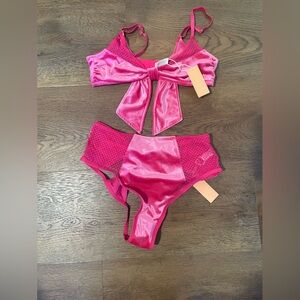 Hot Pink Velvet Lingerie Set